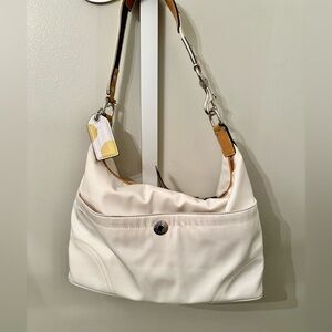 Vintage Y2K Coach SoHo Nylon Hobo Bag in Cream/ Ivory